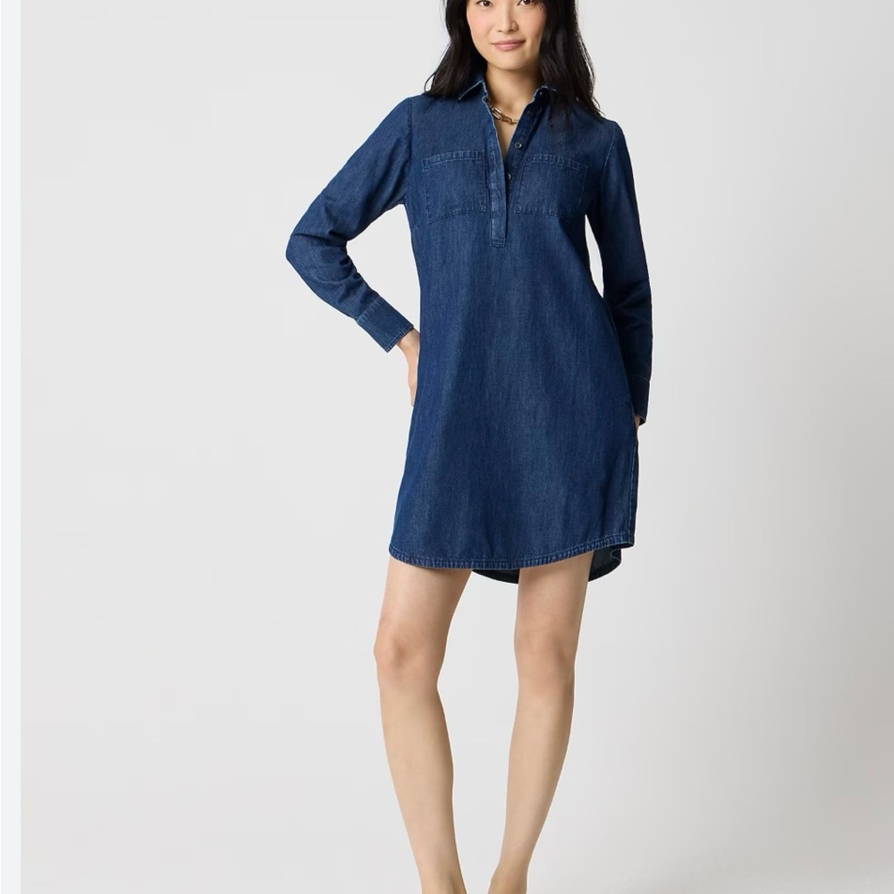 J. Crew Dark Denim Chambray Shirt Dress